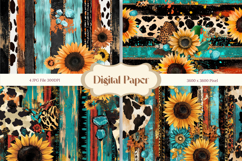 Sunflower Mexican Serape Digital Paper Western Backgrounds Product Image 1
