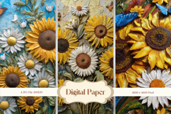 Sunflower Background Wallpaper Digital Paper Wall Art Product Image 1