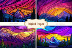 Mountain View Stained Glass Background Glass Texture_1 Product Image 1