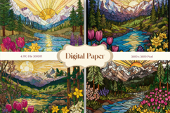 Flower Stained Glass Background Glass Texture Backdrop_1 Product Image 1