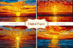 Sunset Stained Glass Background Glass Texture Backdrop_5 Product Image 1