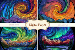 Mountain View Stained Glass Background Glass Texture_7 Product Image 1