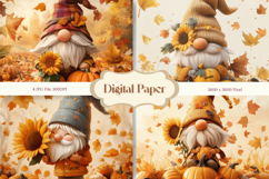 Gnome Fall Autumn Background Sunflower Wallpaper Backdrop Product Image 1