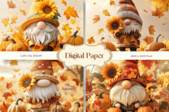 Gnome Fall Autumn Background Sunflower Wallpaper Backdrop Product Image 1