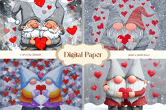 Gnome Valentine Background Love Heart Wallpaper Backdrop_4 Product Image 1