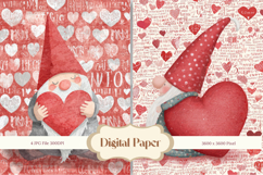 Gnome Valentine Background Love Heart Wallpaper Backdrop_9 Product Image 1