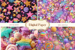 Candy Background Toffee Sweet Digital Paper Rainbow_7 Product Image 1