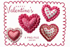 Pink Polka Dot Heart Love Watercolor Valentines Day Heart Product Image 1