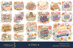 Blooming Mama Groovy Floral Bundle PNG, 20 Retro Mom Designs Product Image 1