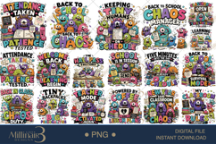 Back to School Little Monster Teacher PNG Bundle, 20 Funny T Product Image 1