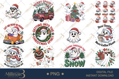 Christmas Ghost PNG Bundle | 12 Funny Holiday Clipart Design Product Image 1