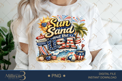 Sun Sand and the USA PNG, Patriotic Beach Summer Sublimation Product Image 1
