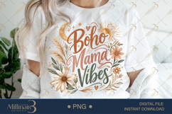 Boho Mama Vibes PNG, Neutral Floral Mom Design, Sun Moon Boh Product Image 1