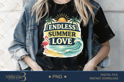 Endless Summer Love PNG Vintage Beach Quote Design, Tropical Product Image 1