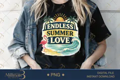 Endless Summer Love PNG Vintage Beach Quote Design, Tropical Product Image 1