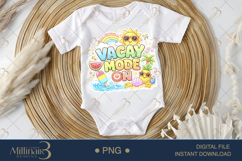 Vacay Mode On PNG, Cute Kawaii Summer Vacation Clipart with Product Image 1