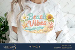 Beach Vibes PNG, Summer Coastal Quote ,Crochet Style Beach Product Image 1