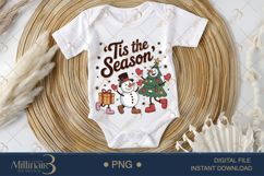 &#039;Tis the Season PNG | Groovy Christmas Clipart with Snowman Product Image 1