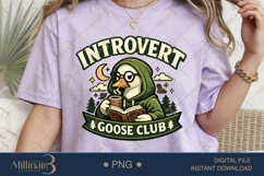 Introvert Goose Club PNG, Funny Book Lover Goose Sublimation Product Image 1