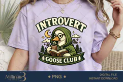 Introvert Goose Club PNG, Funny Book Lover Goose Sublimation Product Image 1