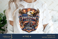 Freedom Tour 2026 PNG, Patriotic Eagle Motorcycle Sublimatio Product Image 1