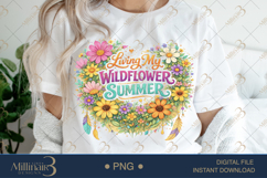 Living My Wildflower Summer PNG, Watercolor Floral Wreath Product Image 1