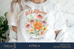 Wildflower Summer PNG, Watercolor Floral Bouquet Design, Bot Product Image 1