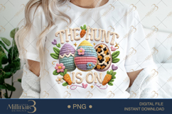The Hunt Is On PNG, Crochet Easter Egg Hunt Sublimation Desi Product Image 1
