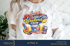Memorial Day Weekend Crew PNG, Patriotic Party Sublimation Product Image 1