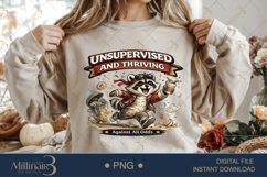 Unsupervised and Thriving PNG, Funny Raccoon Digital Design, Product Image 1