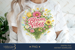 Bloom Vibes PNG Watercolor Floral Bouquet Design, Boho Flowe Product Image 1