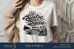 Suns Out Boats Out SVG PNG, Funny Lake Boat Shirt Design, Product Image 1