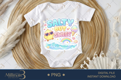 Salty But Sweet PNG Summer Beach Design, Cute Kids Shirt Gra Product Image 1