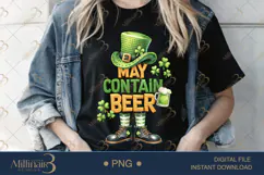 May Contain Beer PNG, Funny St Patricks Day Shirt Design Wit Product Image 1