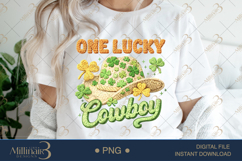 One Lucky Cowboy PNG, St Patricks Day Cowboy Hat With Shamro Product Image 1