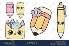 Pastel School Supplies Clipart PNG ,Pastel school clipart Product Image 1