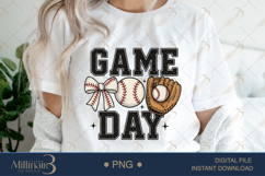 Baseball Game Day Coquette Bow PNG | Coquette Bow Sports Png Product Image 1