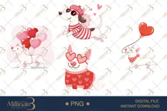 Funny Bull Terriers in Love Valentine Dog Clipart Product Image 1