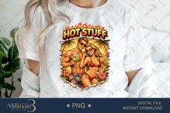 Hot Stuff PNG Sexy Summer Couple Design, Tropical Beach Part Product Image 1