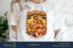 Hot Stuff PNG Sexy Summer Couple Design, Tropical Beach Part Product Image 1