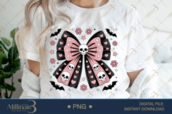 Bow Coquette Stay Spooky Skeleton | Halloween Cat Reading Product Image 1