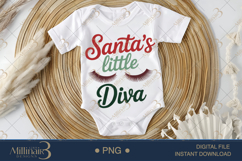 Santa’s Little Diva PNG | Glam Christmas Clipart for Girls | Product Image 1
