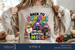 Back to School Survival Mode PNG, Funny Teacher Monster Desi Product Image 1
