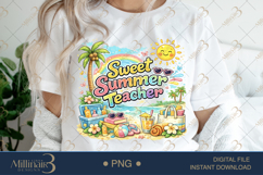 Sweet Summer Teacher PNG Watercolor Teacher Summer Clipart | Product Image 1