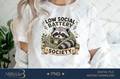 Low Social Battery Society PNG, Cozy Introvert Raccoon Subli Product Image 2