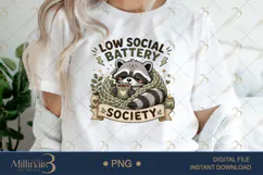Low Social Battery Society PNG, Cozy Introvert Raccoon Subli Product Image 2