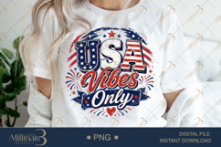 USA Vibes Only PNG, Patriotic Fourth of July Sublimation Des Product Image 1