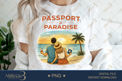 Passport And Paradise PNG Romantic Beach Couple Travel Desig Product Image 1