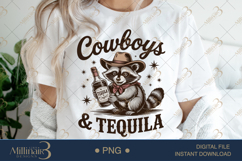 Cowboys &amp; Tequila PNG Cute Raccoon Western Clipart Product Image 1