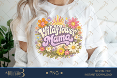 Wildflower Mama PNG, Watercolor Floral Boho Design with Sun, Product Image 1